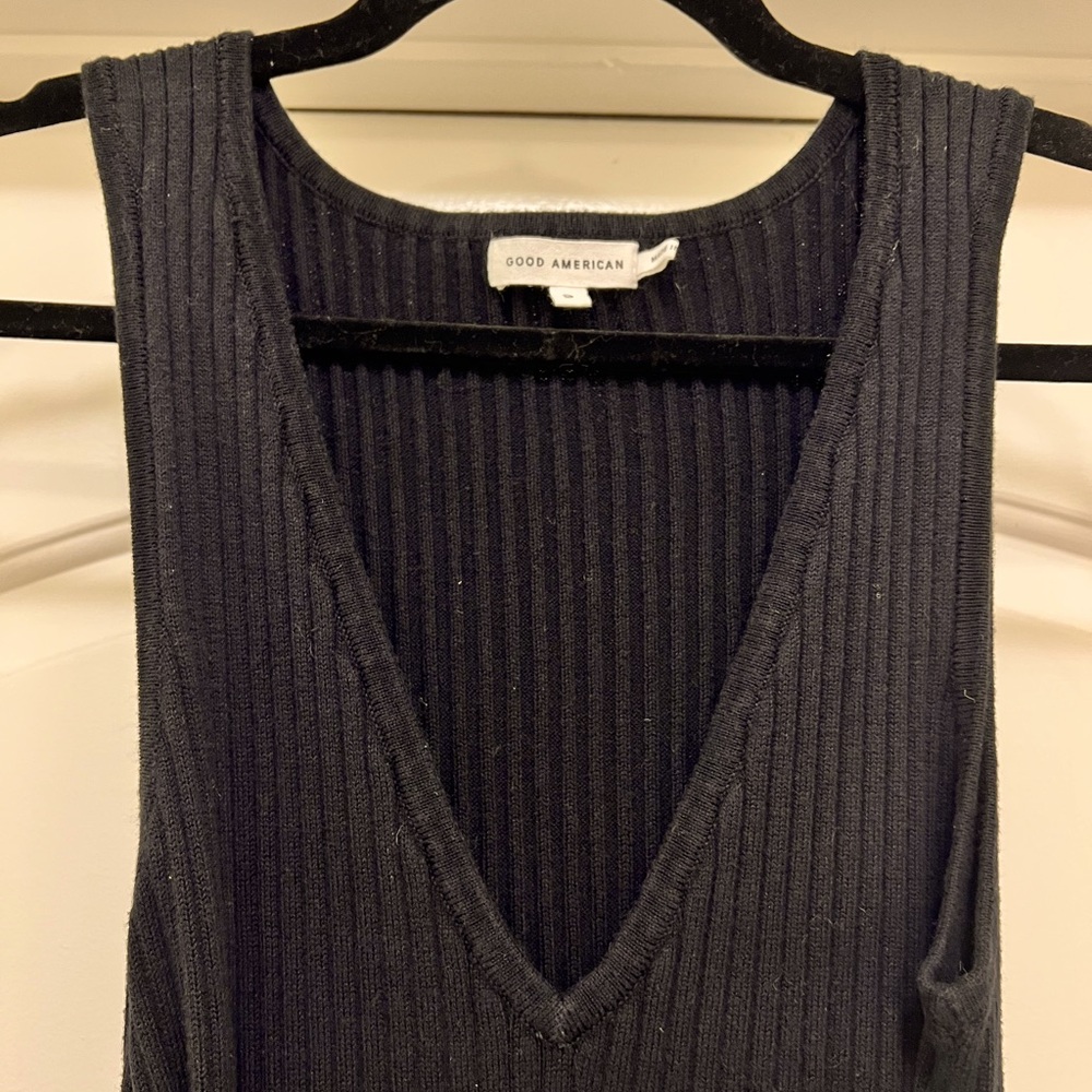 Good American Tie Waist  Ribbed Knit Sweater Dress - Picture 6 of 9